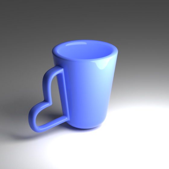 Blue Cup with Heart Handle